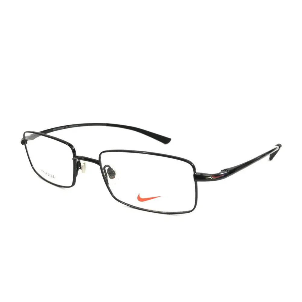 Nike Eyeglasses Frames 6008 001 Black Gloss Wire Rim Titanium 52-18-140